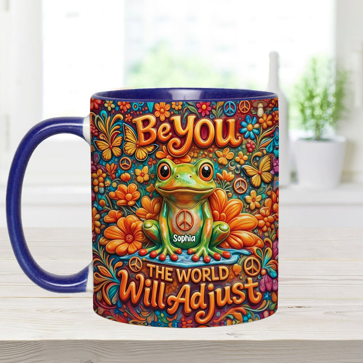 Be You The World Will Adjust, Hippie Style - Personalized Hippie Set Accent Mug with Acrylic Stirrers