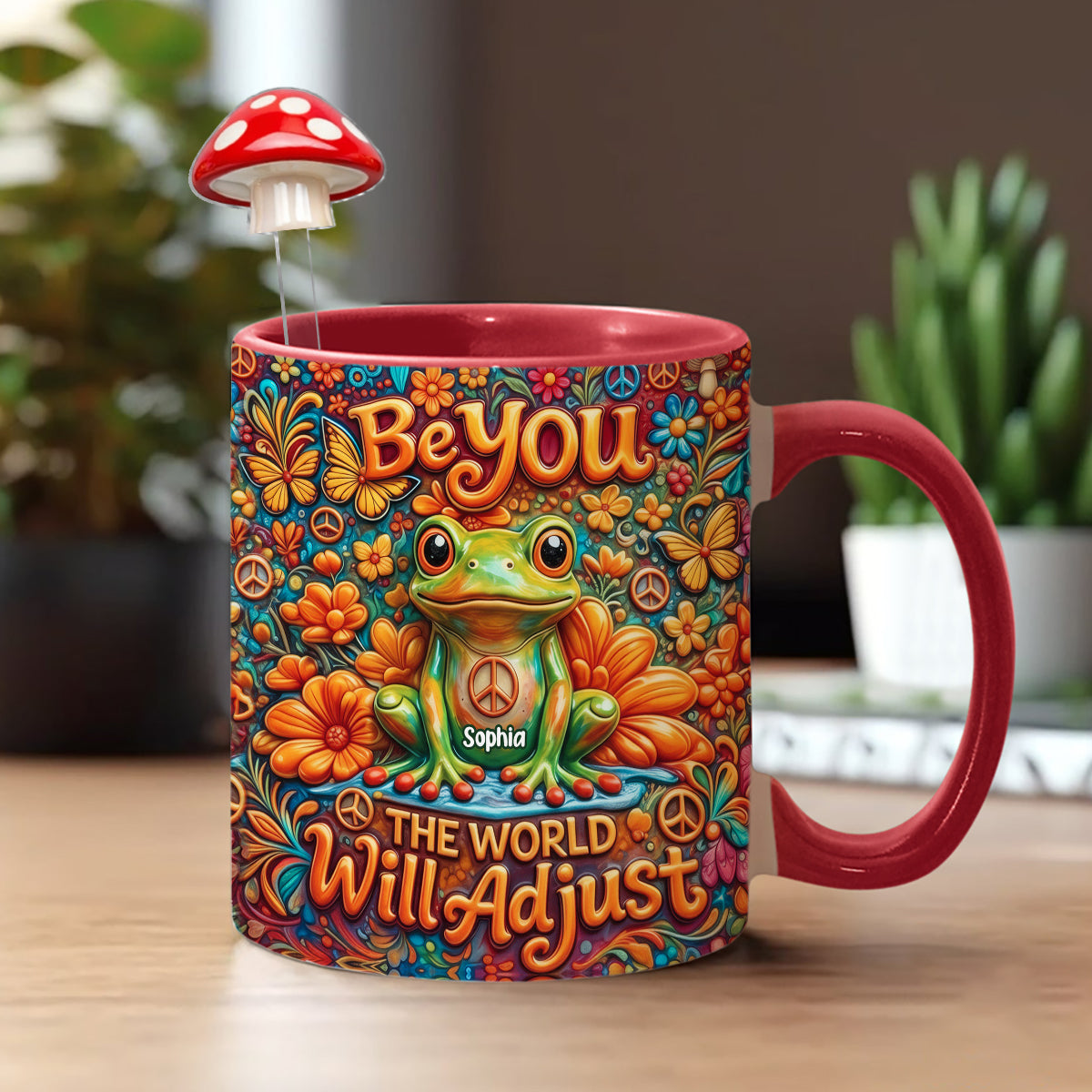 Be You The World Will Adjust, Hippie Style - Personalized Hippie Set Accent Mug with Acrylic Stirrers