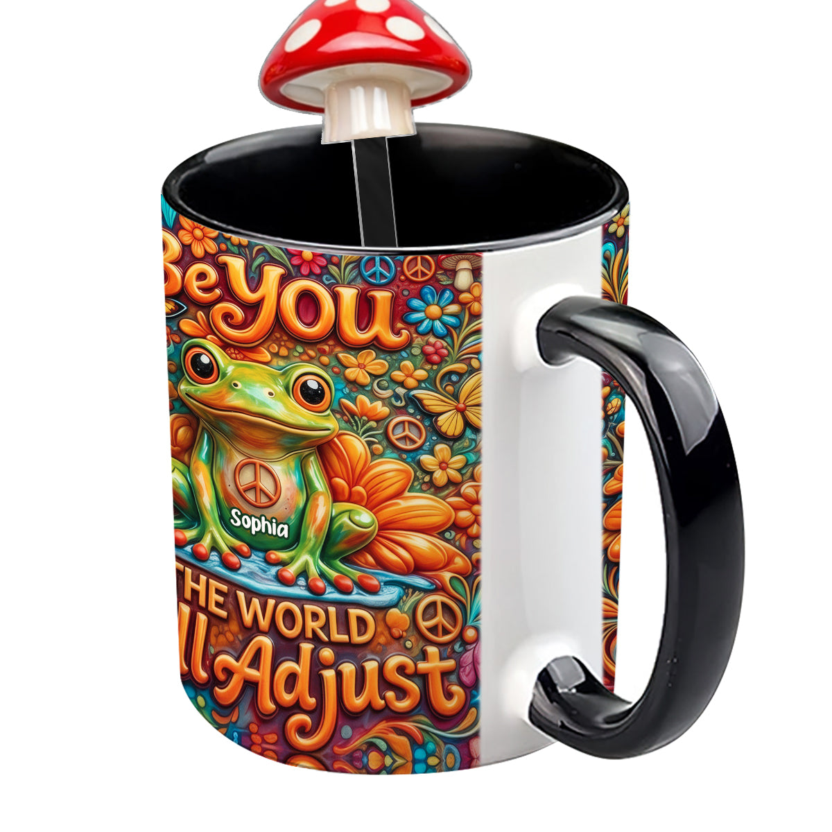 Be You The World Will Adjust, Hippie Style - Personalized Hippie Set Accent Mug with Acrylic Stirrers