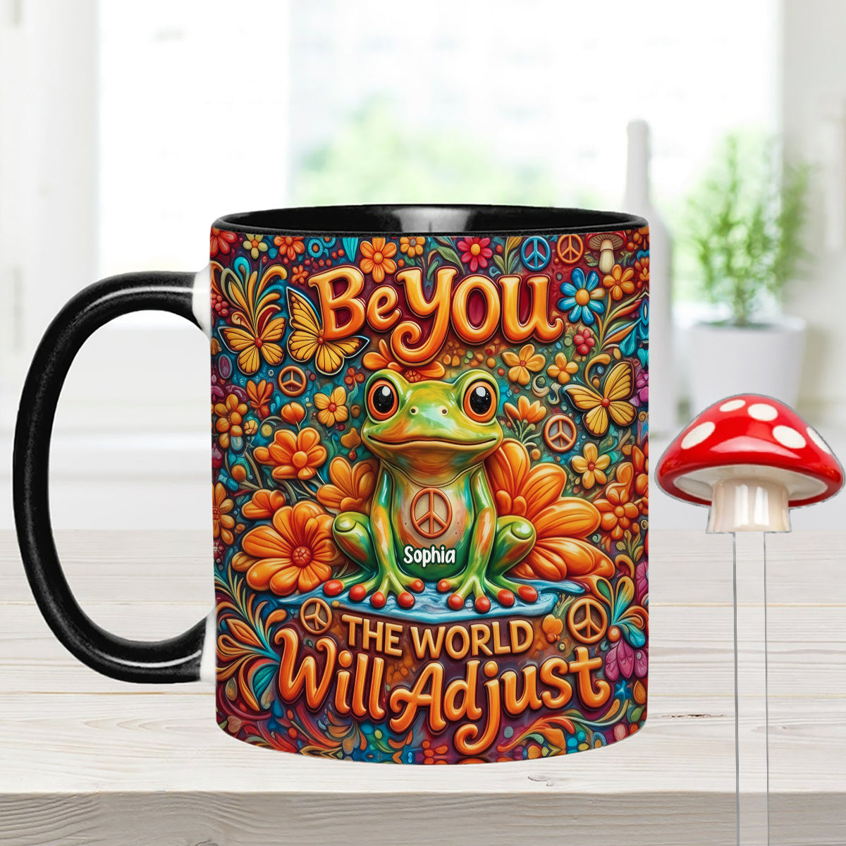 Be You The World Will Adjust, Hippie Style - Personalized Hippie Set Accent Mug with Acrylic Stirrers