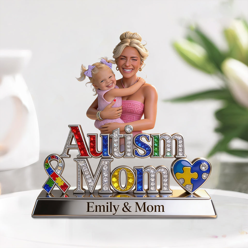 Proud Mom - Personalized Autism Awareness Custom Shaped Acrylic Plaque