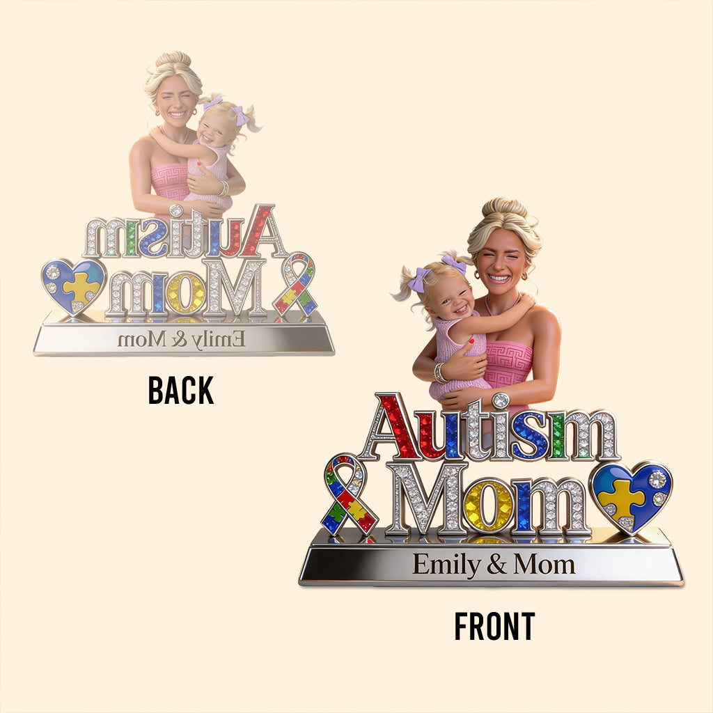 Proud Mom - Personalized Autism Awareness Custom Shaped Acrylic Plaque