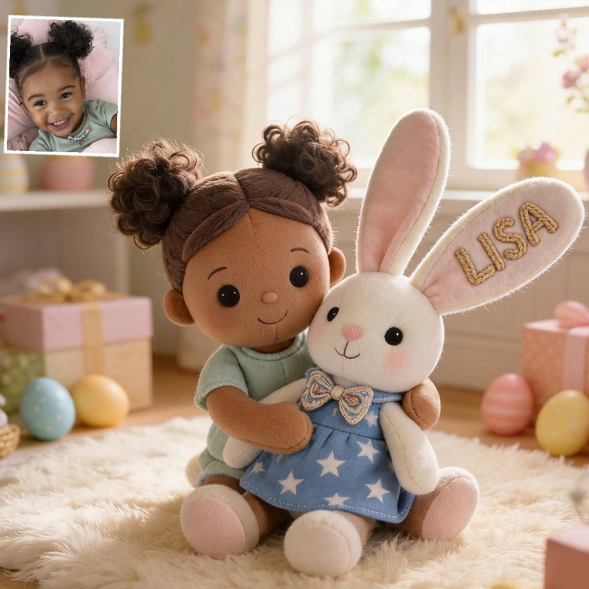 Love Bunny - Personalized Kid Premium Faux Fur Pillow