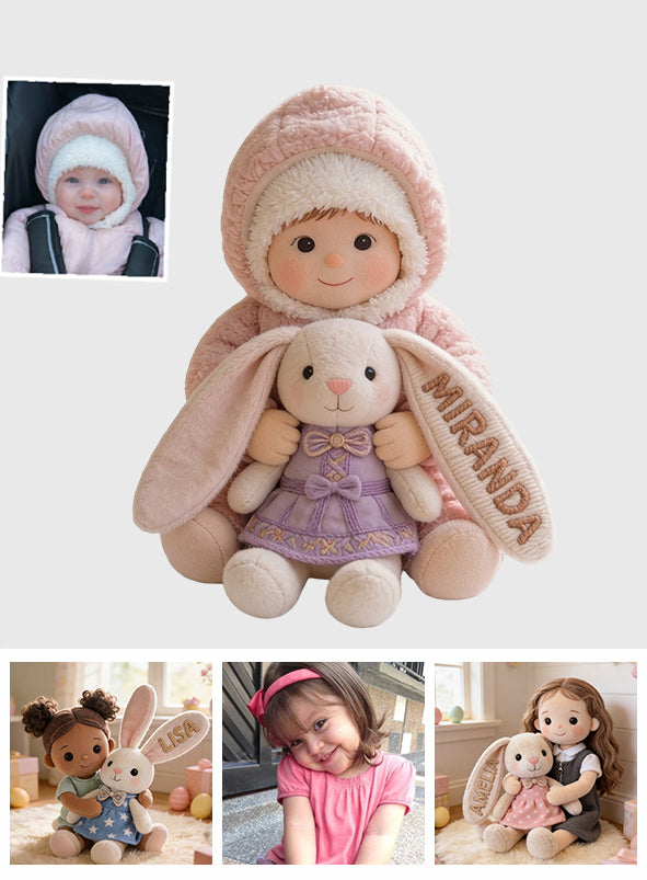 Love Bunny - Personalized Kid Premium Faux Fur Pillow