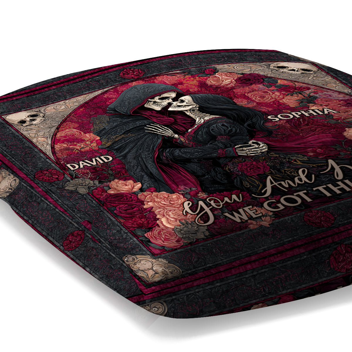 Eternal Love Skulls - Personalized Couple Throw Pillow