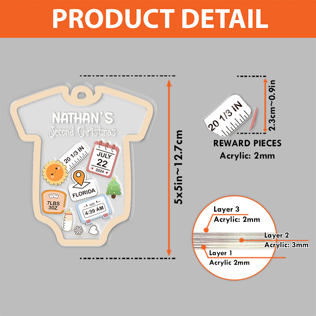 Baby Bodysuit - Personalized Newborn 3 Layered Shaker Ornament