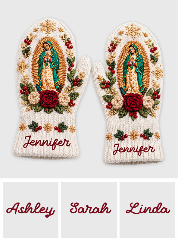 Blessed Mother - Personalized Christian Knitted Mittens