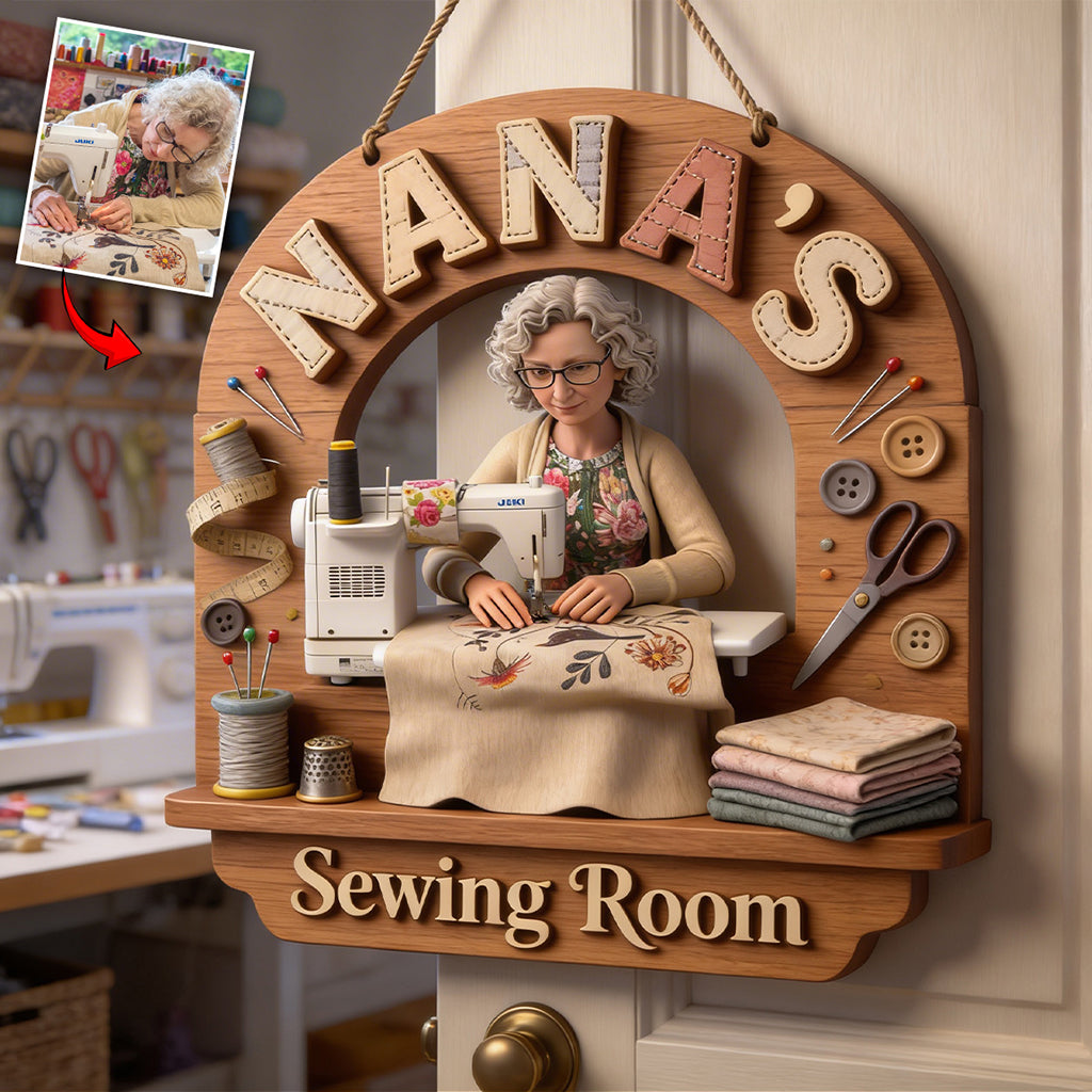 Sewing Room - Personalized Sewing Custom Shaped Wood Sign