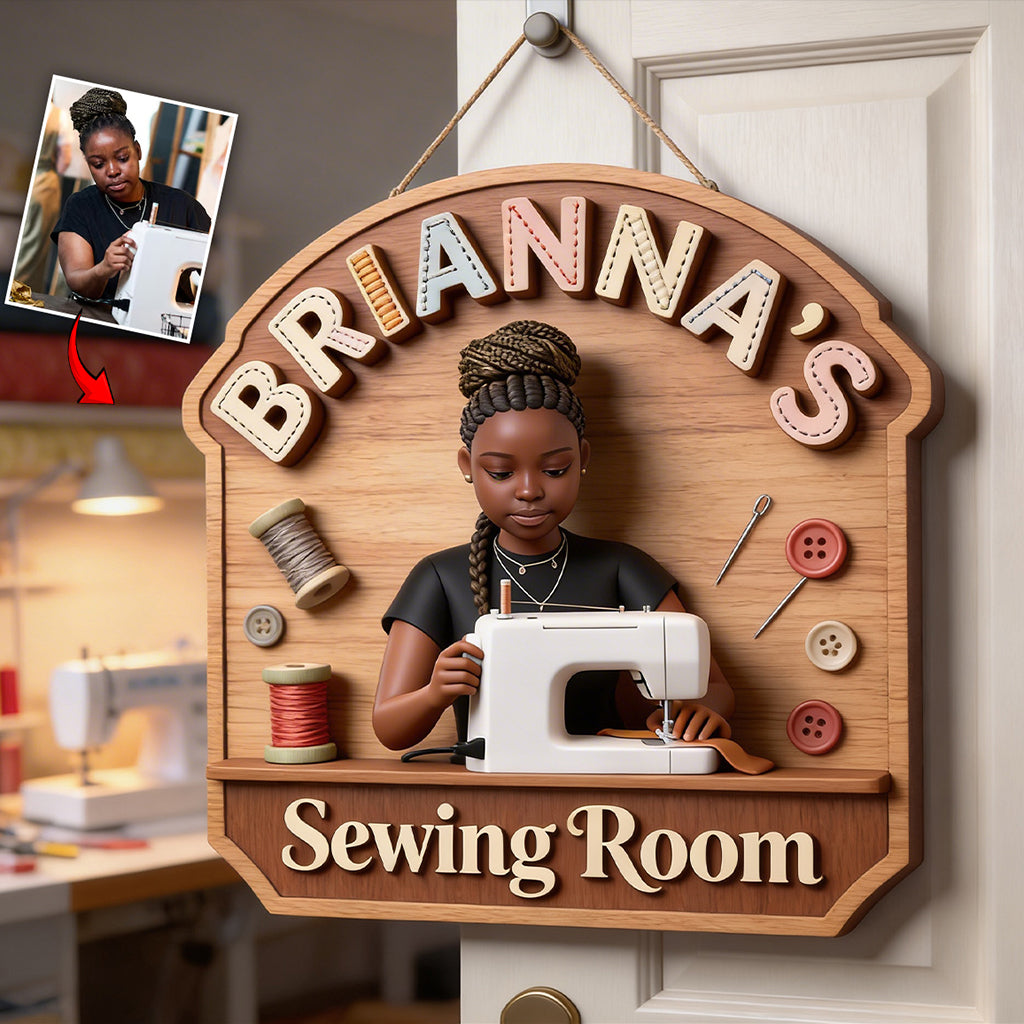 Sewing Room - Personalized Sewing Custom Shaped Wood Sign