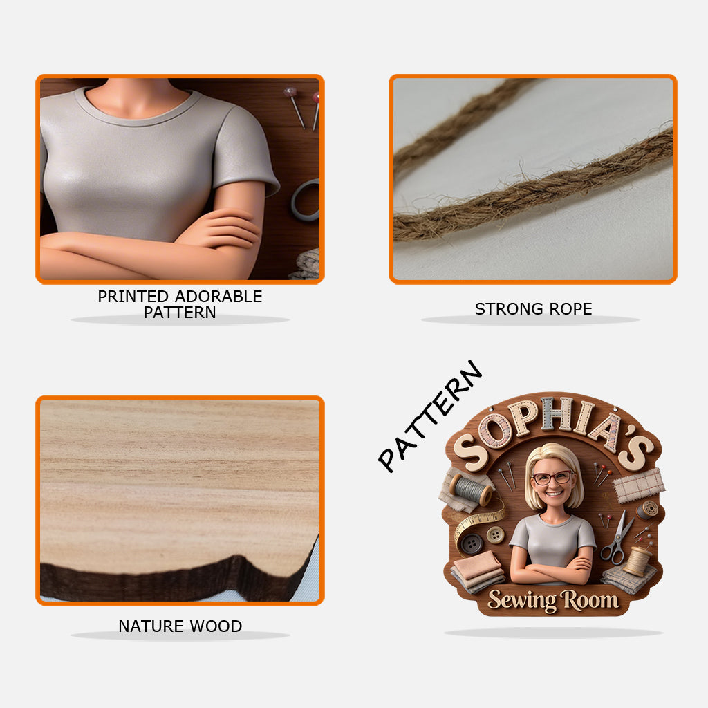 Sewing Room - Personalized Sewing Custom Shaped Wood Sign