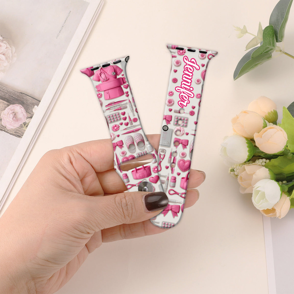 Nursing Is A Work Of Heart - Personalized Nurse Apple Watch Band