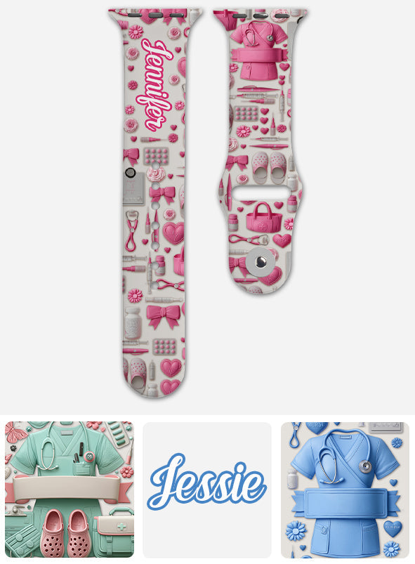 Nursing Is A Work Of Heart - Personalized Nurse Apple Watch Band