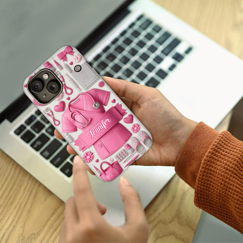 Nursing Is A Work Of Heart - Personalized Nurse Full Print Phone Case