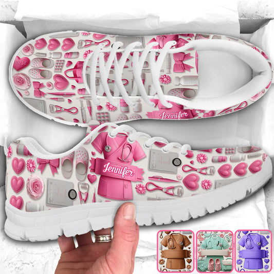 Nursing Is A Work Of Heart - Personalized Nurse Sneakers