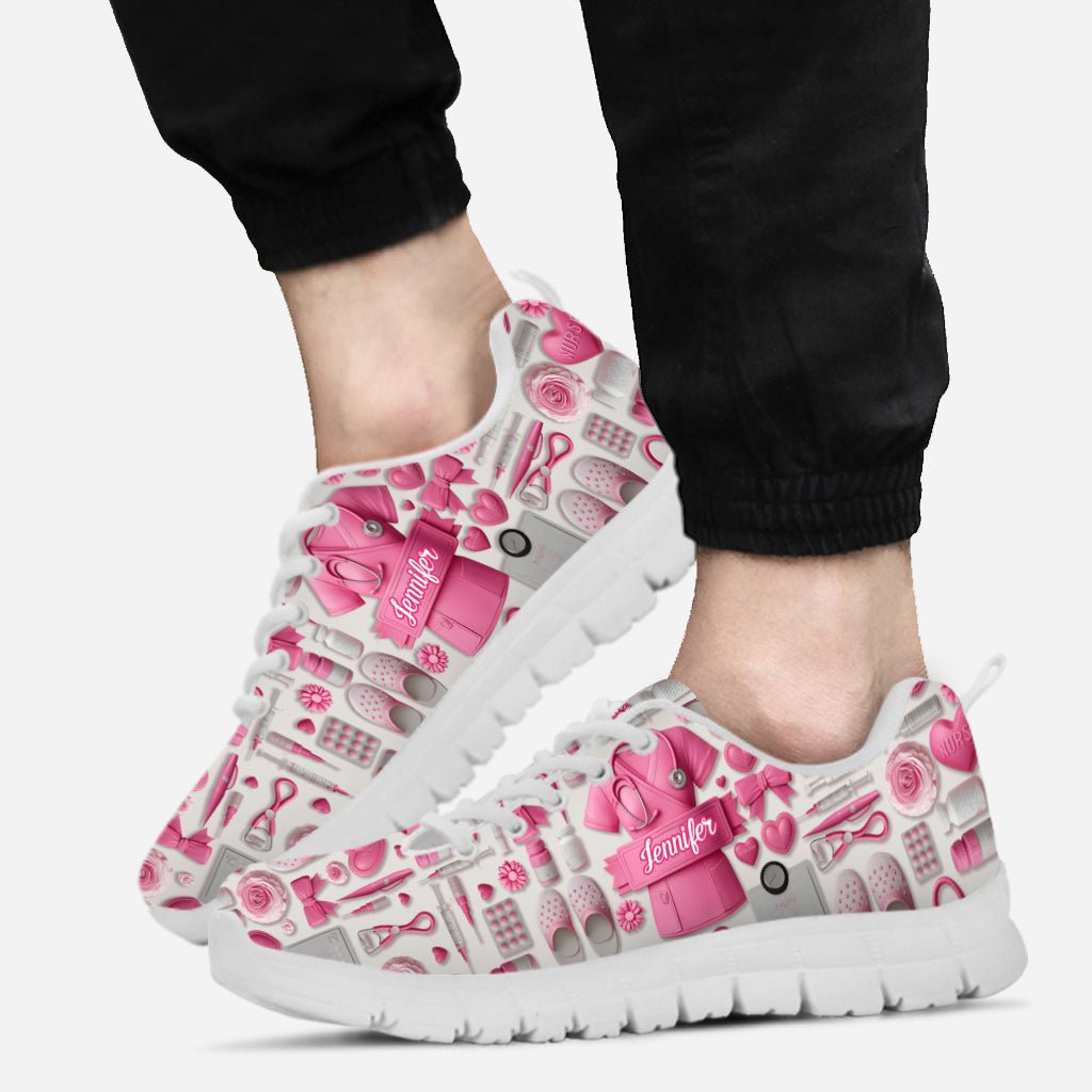 Nursing Is A Work Of Heart - Personalized Nurse Sneakers