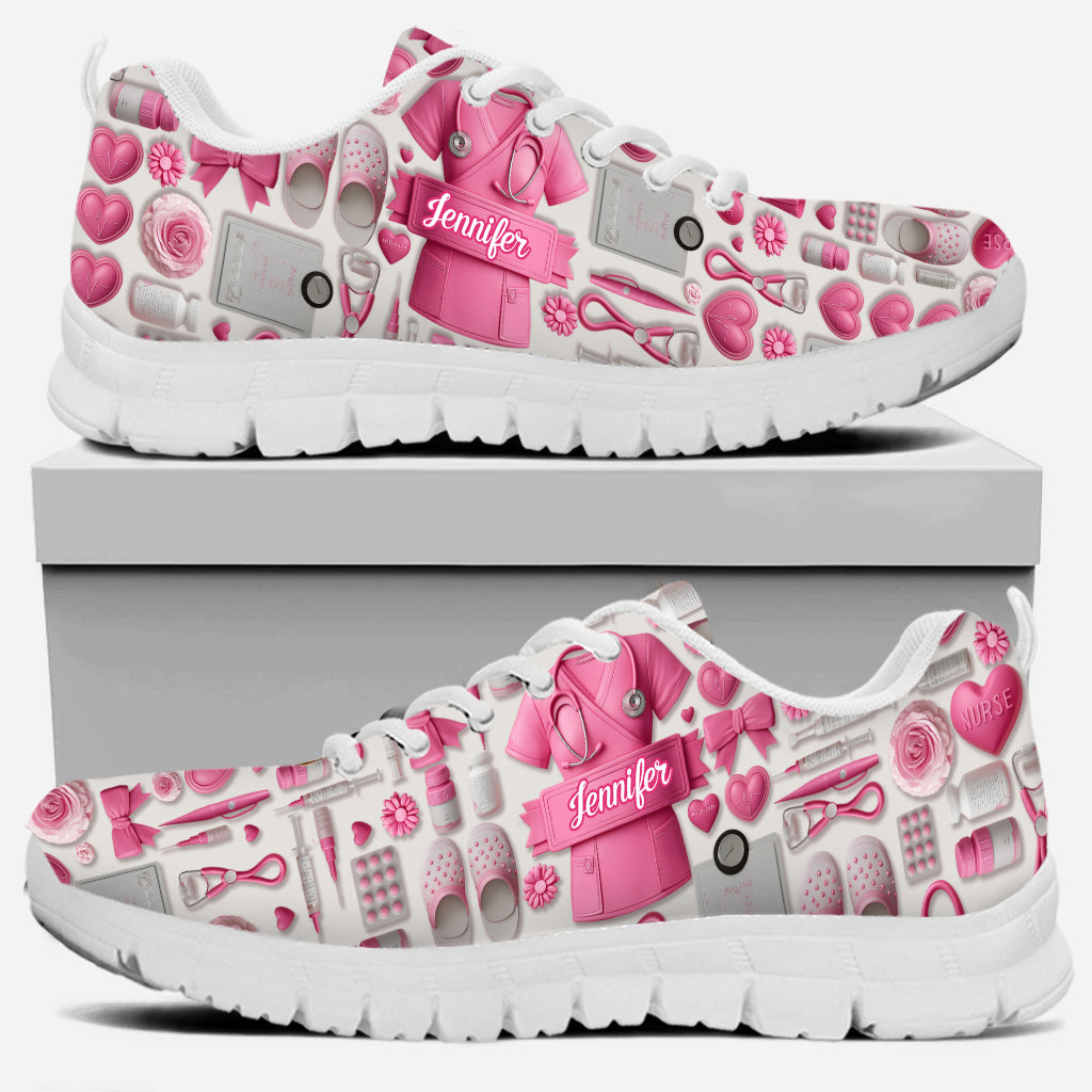 Nursing Is A Work Of Heart - Personalized Nurse Sneakers
