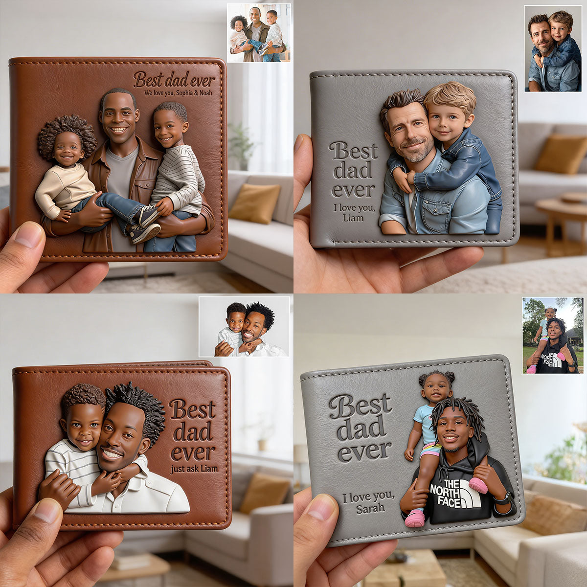 Personalisierte Foto - Individuelle Leder Geldbörse für Väter