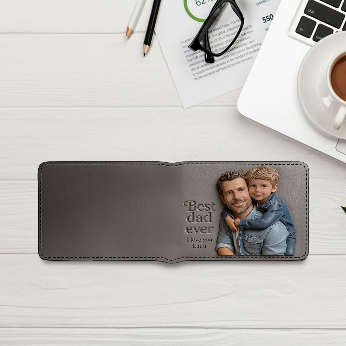 Personalisierte Foto - Individuelle Leder Geldbörse für Väter