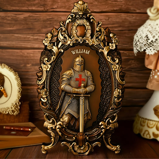 Ritter Gottes – Personalisierte christliche Holzplakette in individueller Form