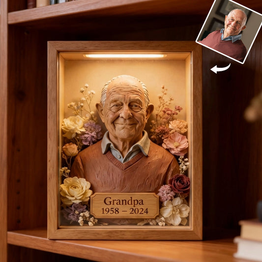 Custom From Any Photo - Personalized Memorial Wooden Frame LED Light