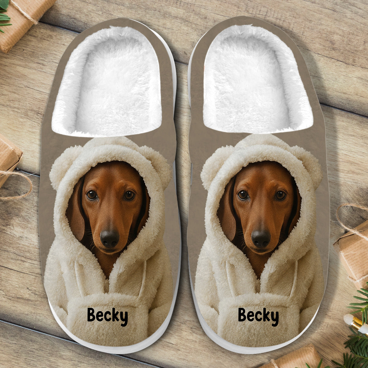 Dog In Winter Hoodie - Personalized Dog Slippers
