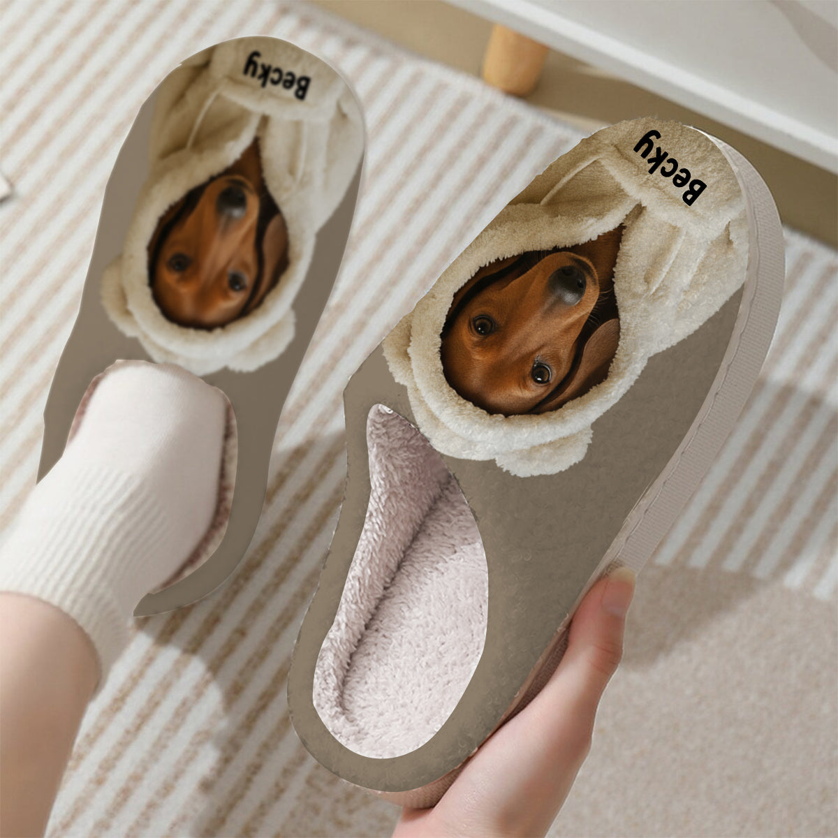 Dog In Winter Hoodie - Personalized Dog Slippers