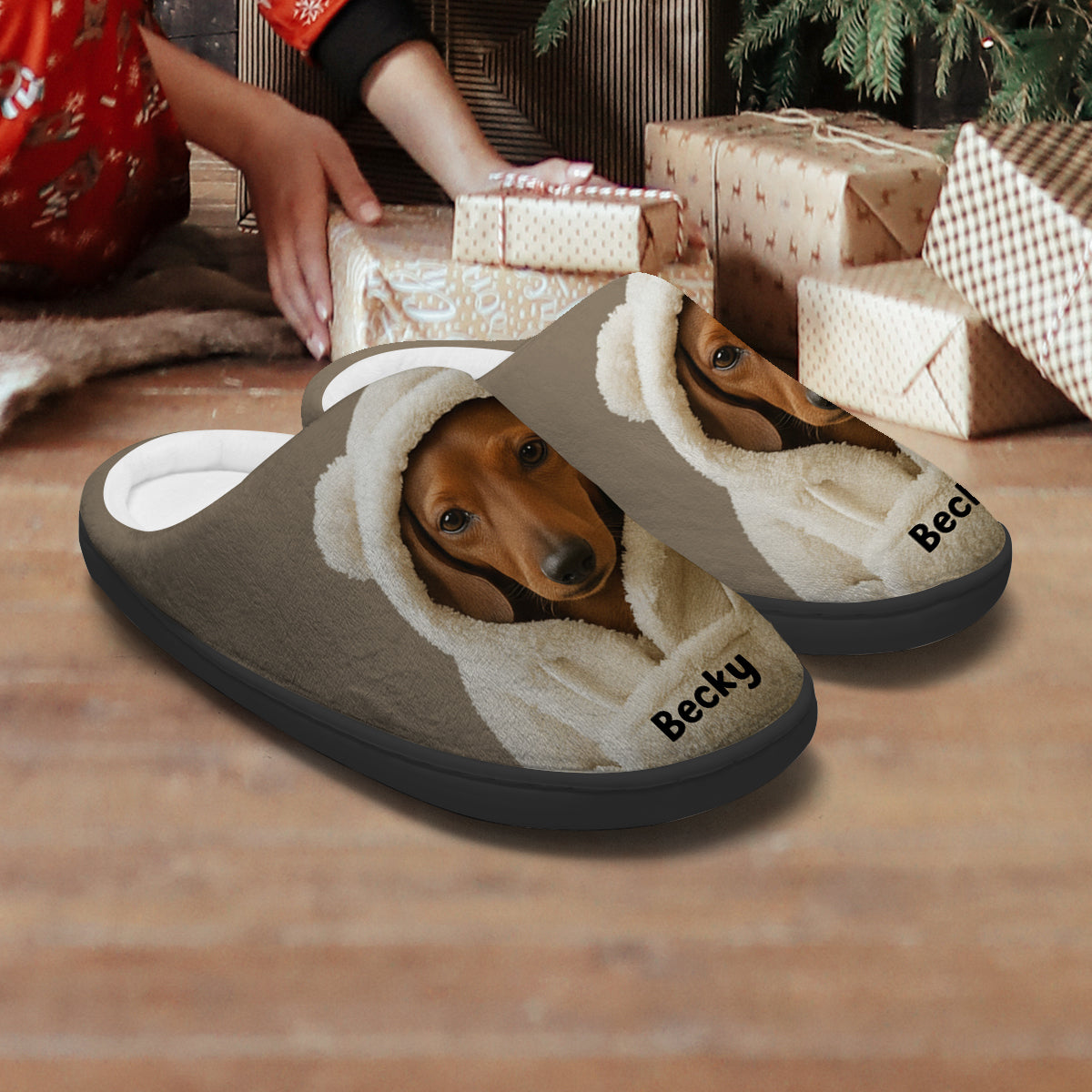 Dog In Winter Hoodie - Personalized Dog Slippers