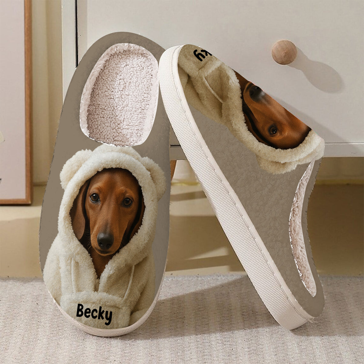 Dog In Winter Hoodie - Personalized Dog Slippers