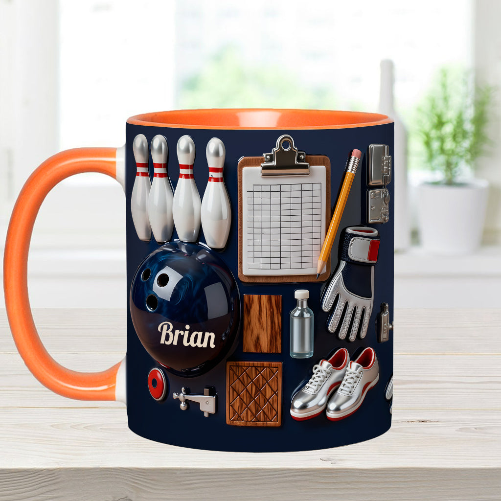 J'adore le bowling - Mug et sous-verre personnalisés sur le thème du bowling