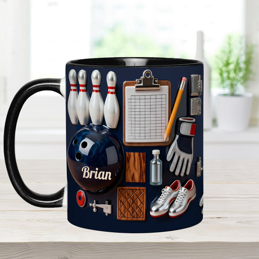 J'adore le bowling - Mug et sous-verre personnalisés sur le thème du bowling