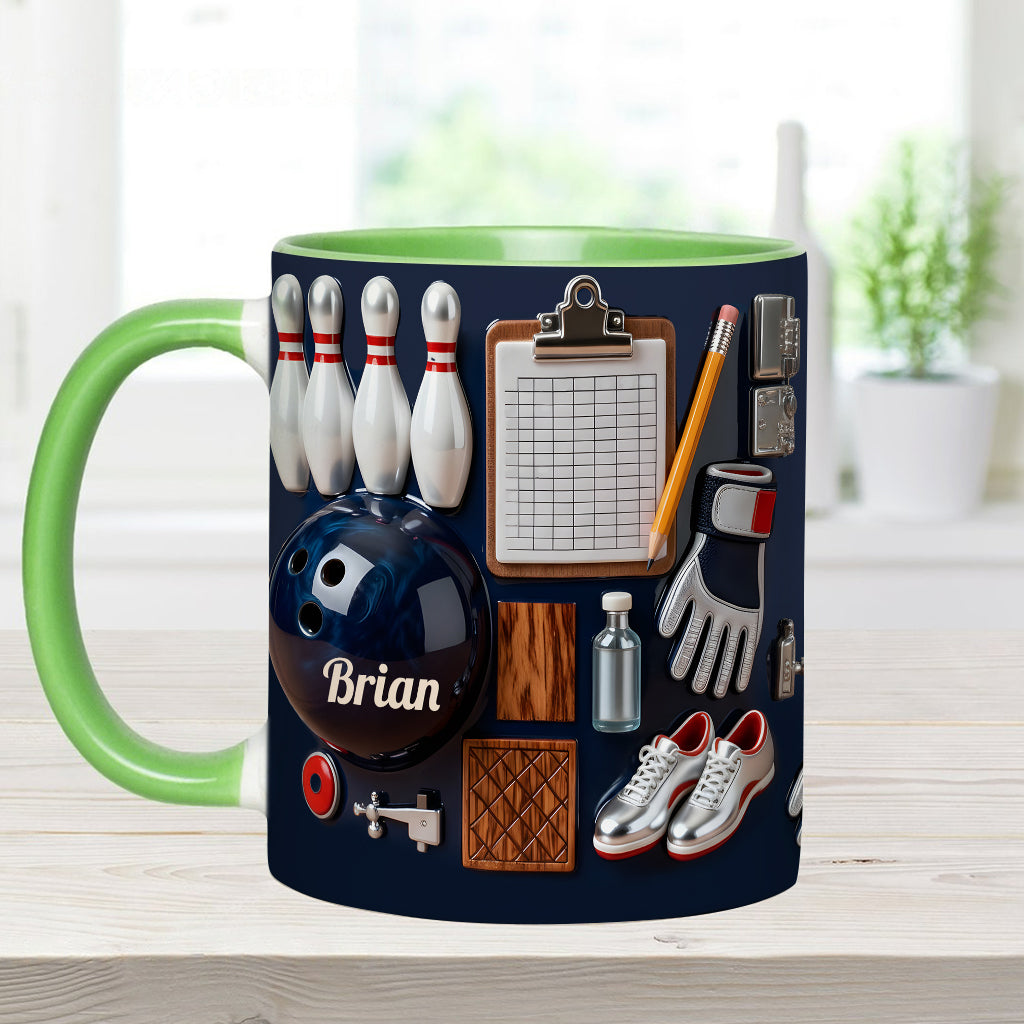 J'adore le bowling - Mug et sous-verre personnalisés sur le thème du bowling