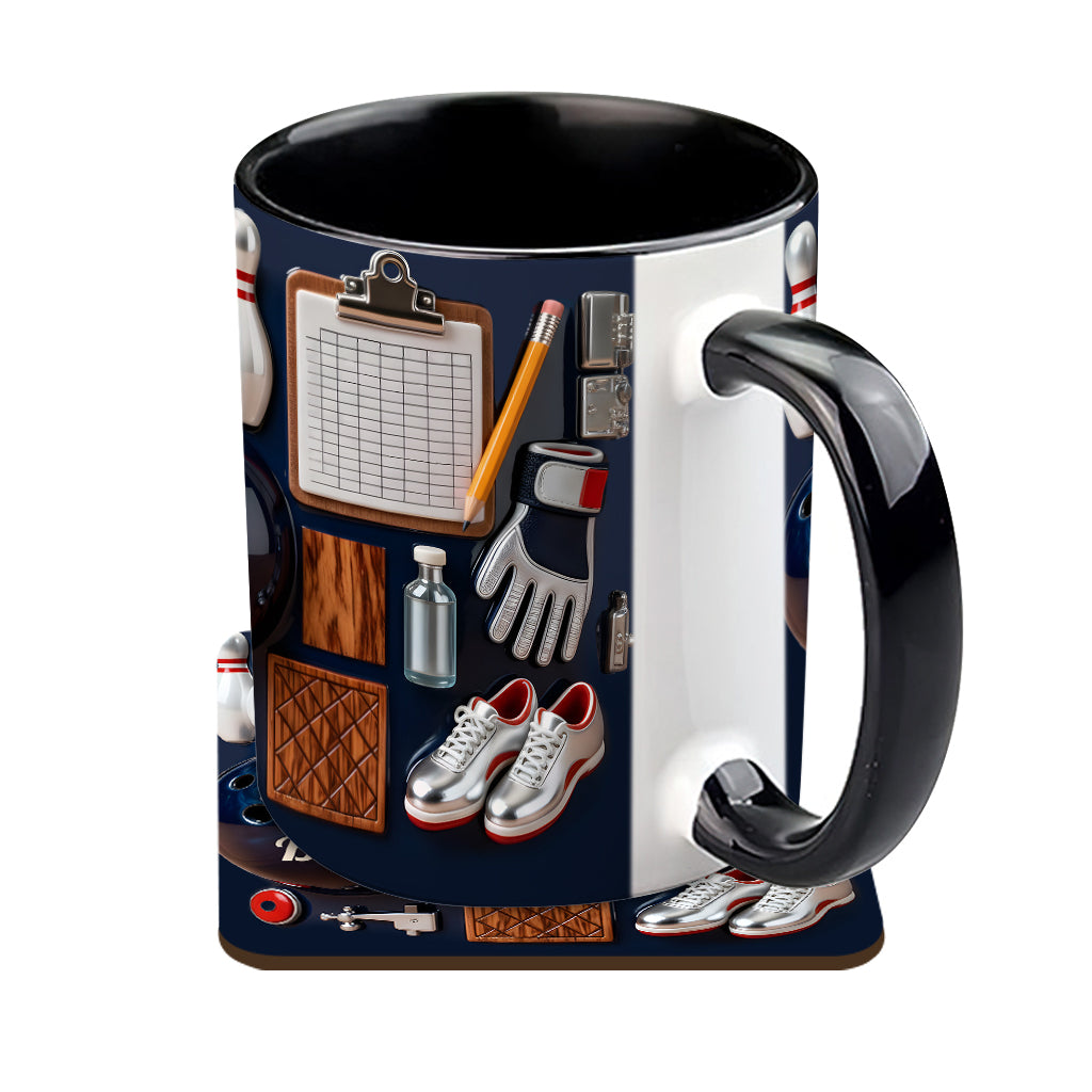 J'adore le bowling - Mug et sous-verre personnalisés sur le thème du bowling