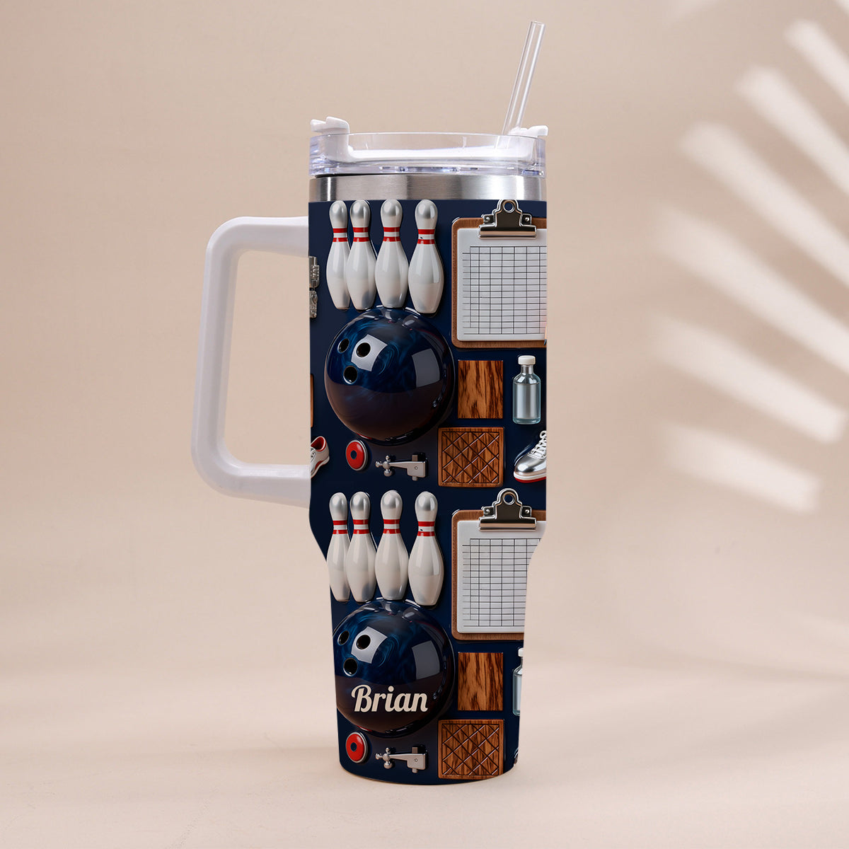 Love Bowling - Personalized Bowling Tumbler With Handle