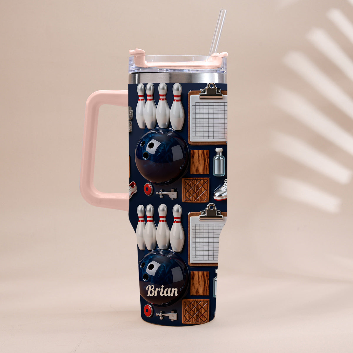 Love Bowling - Personalized Bowling Tumbler With Handle