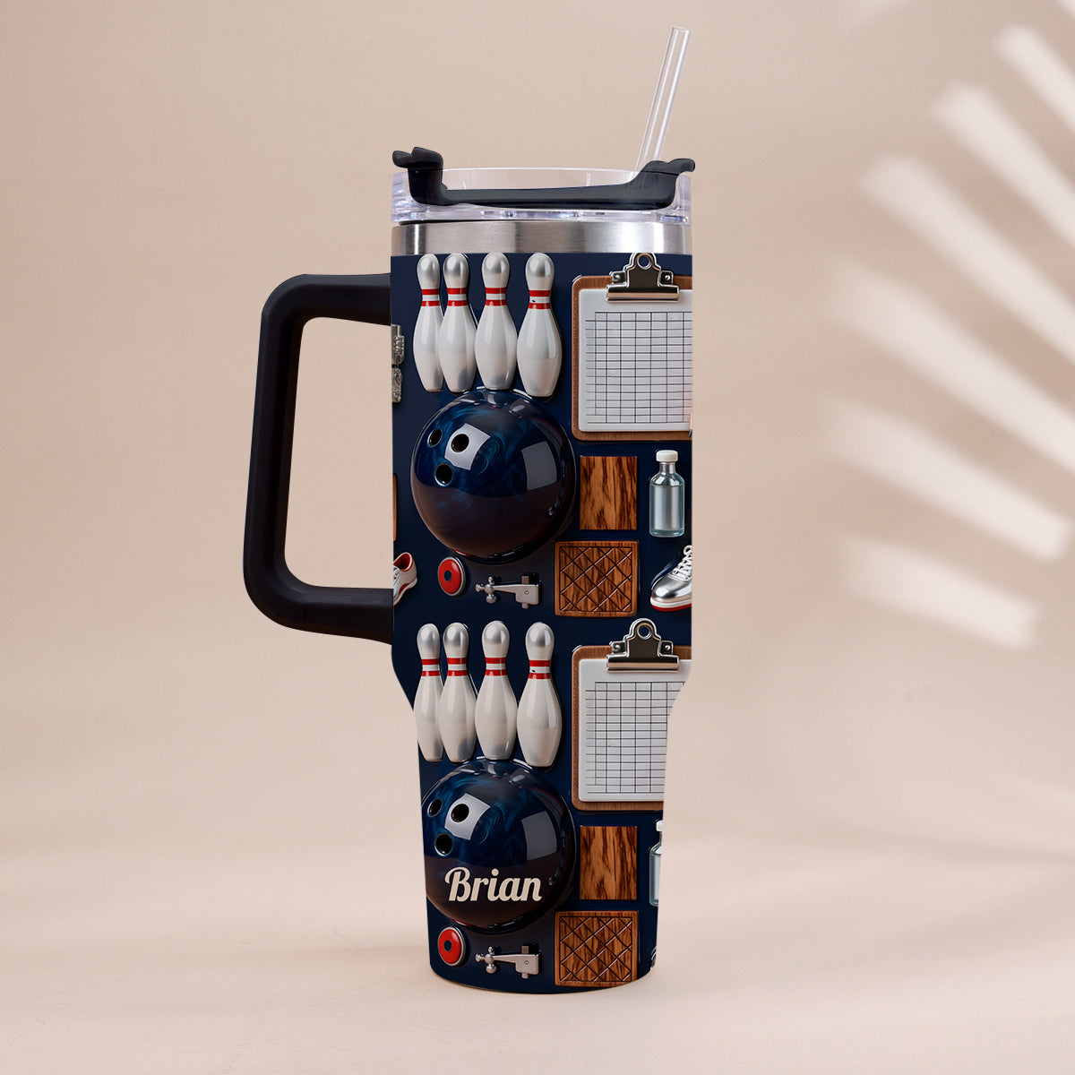 Love Bowling - Personalized Bowling Tumbler With Handle