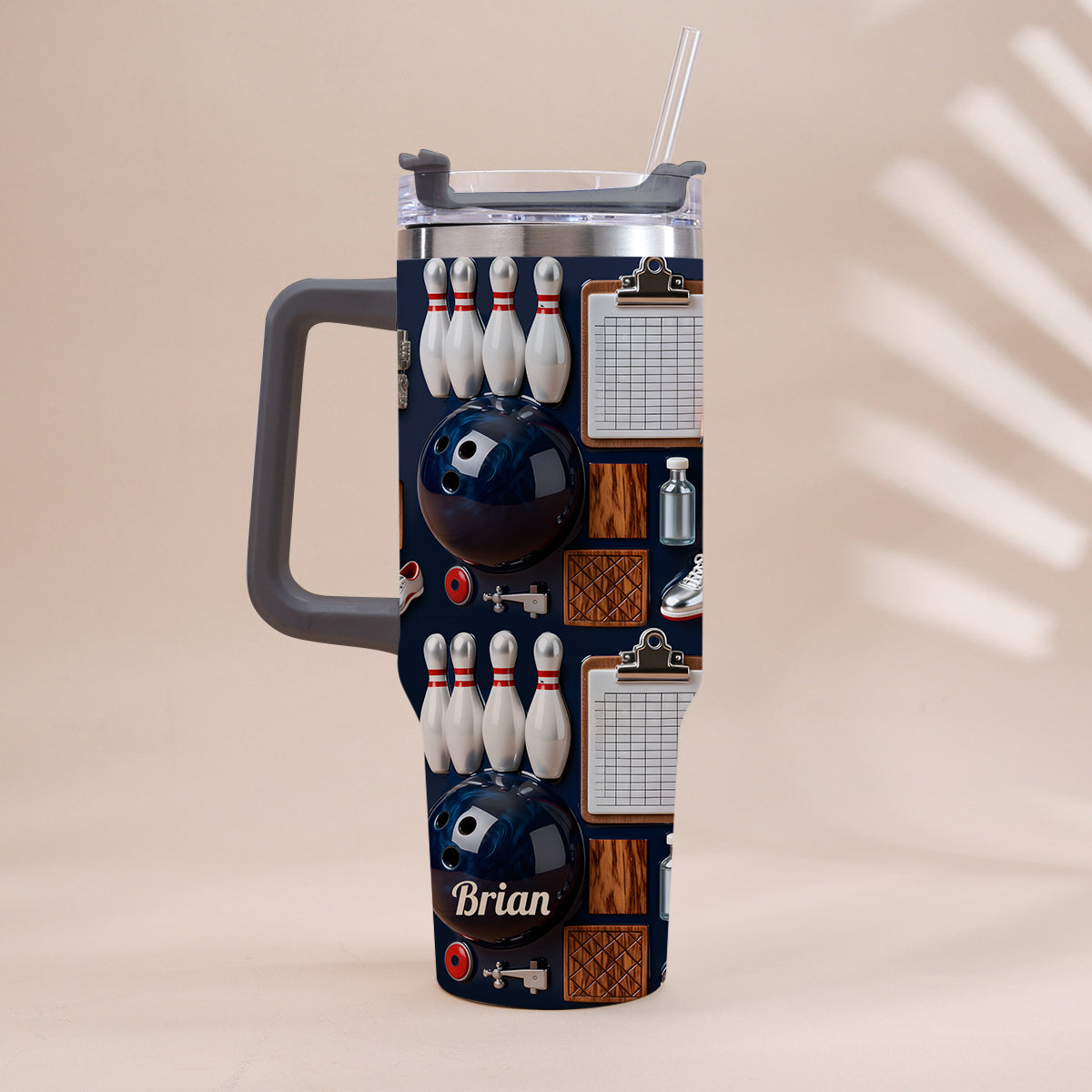 Love Bowling - Personalized Bowling Tumbler With Handle