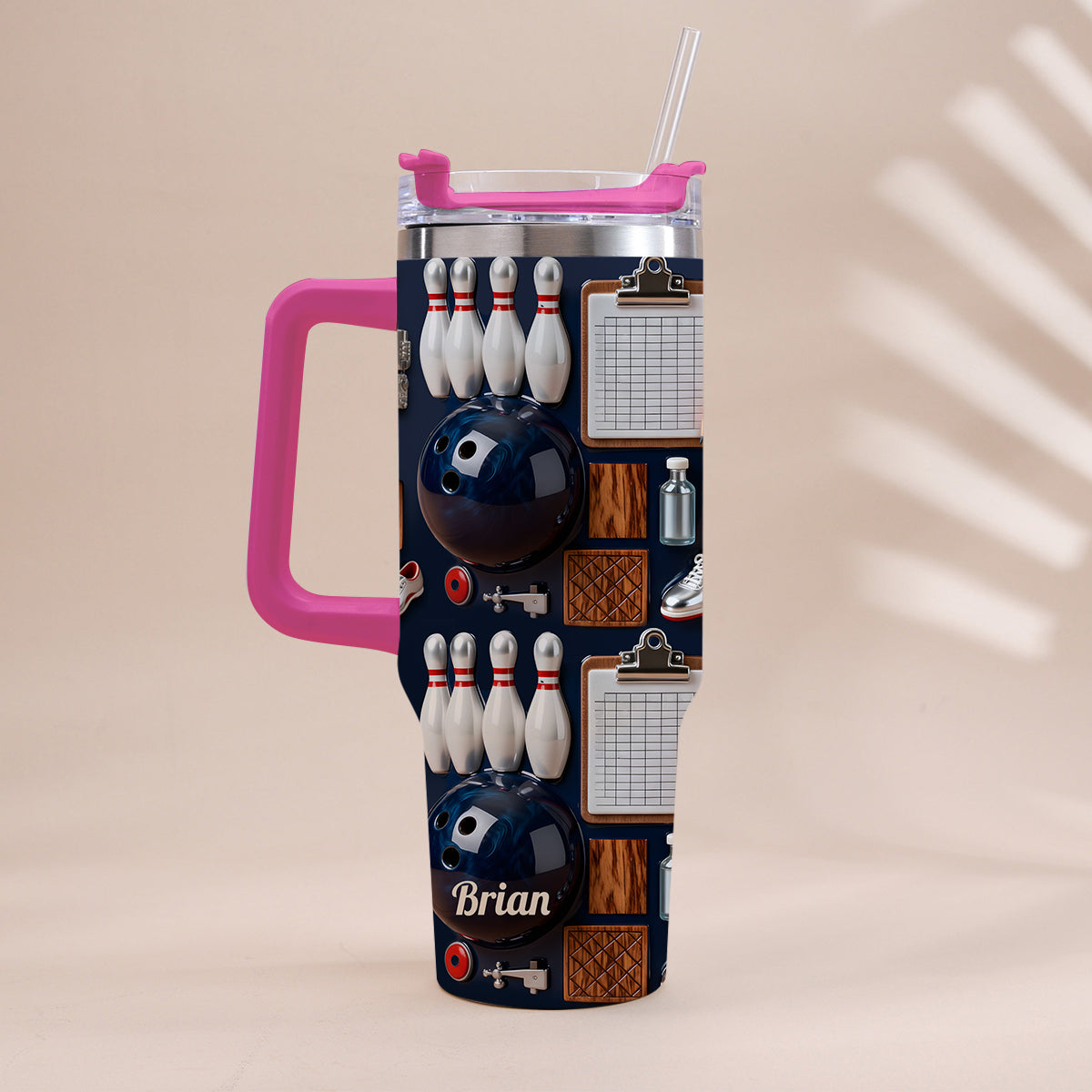 Love Bowling - Personalized Bowling Tumbler With Handle