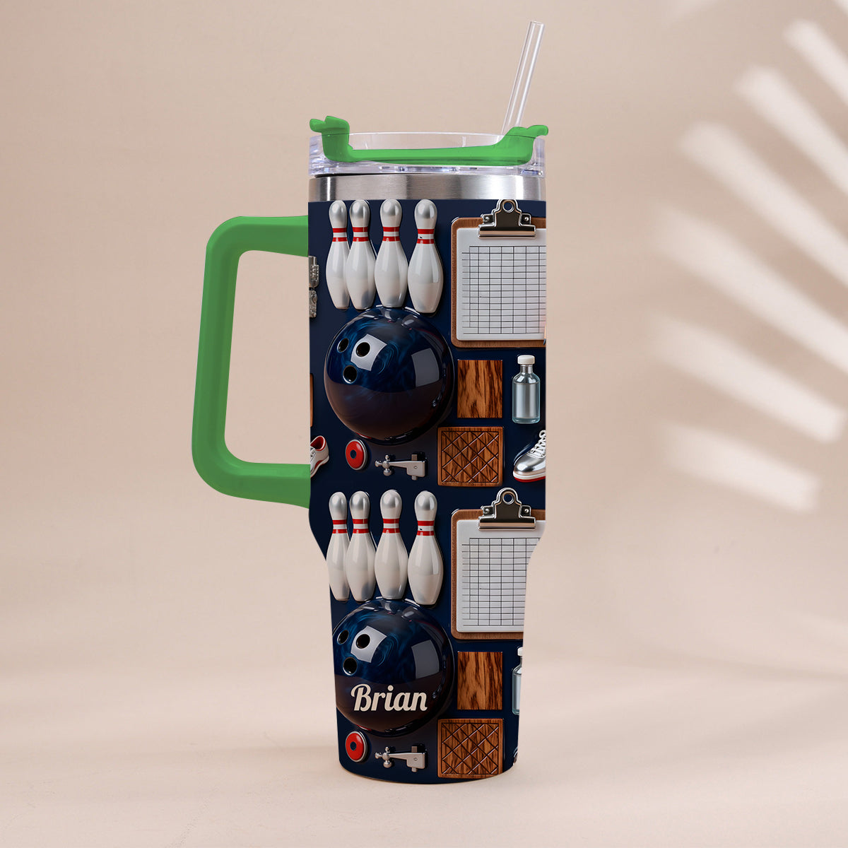 Love Bowling - Personalized Bowling Tumbler With Handle