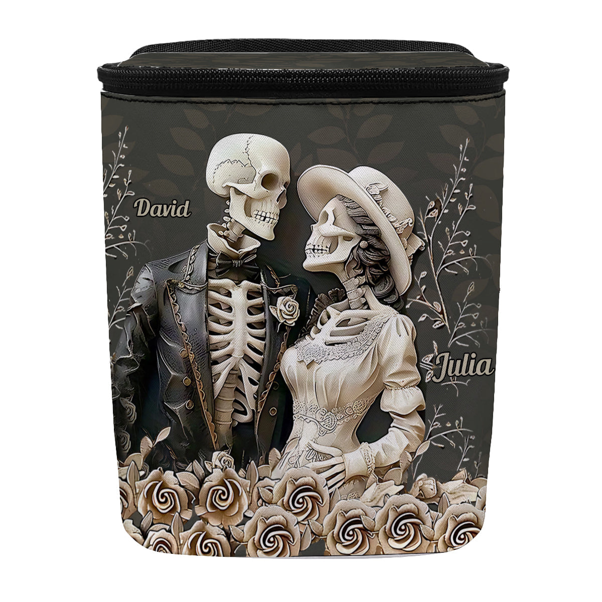 Romantic Skeleton Couple - Personalized Couple Portable Car Trash Can/ Organizer