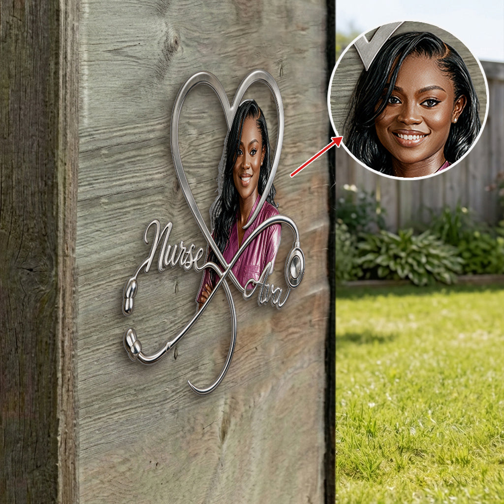 Heart of a Nurse - Personalized Nurse 3D Printed Cut Metal Sign