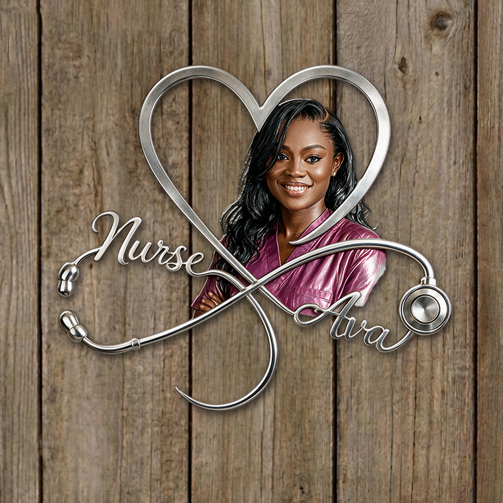 Heart of a Nurse - Personalized Nurse 3D Printed Cut Metal Sign