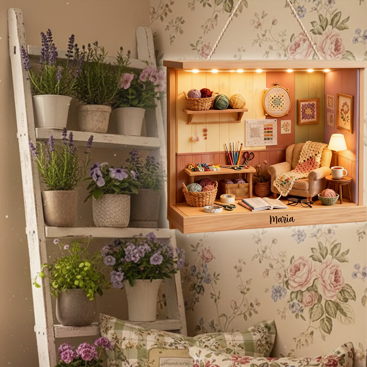 Crochet Room - Panneau lumineux LED personnalisé en acrylique pour le crochet