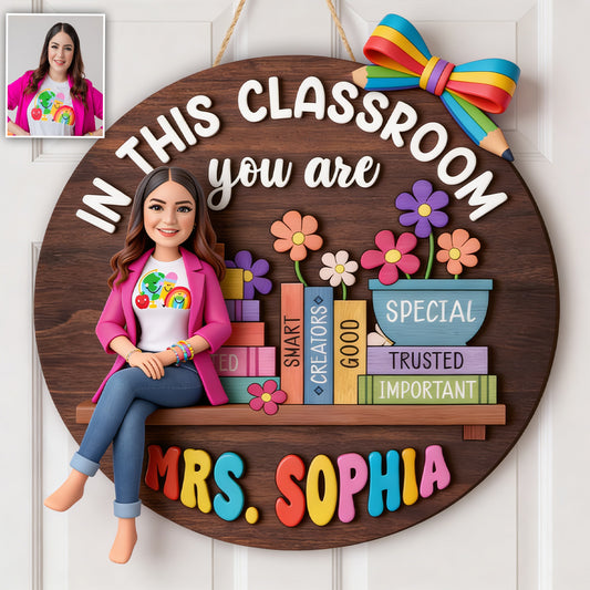 Zurück zur Schule Lehrdekoration - Personalisierte Lehrer Holzschild in Sonderform