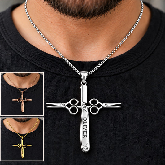Bester Friseur - Personalisierte Friseurform Metallanhänger Halskette