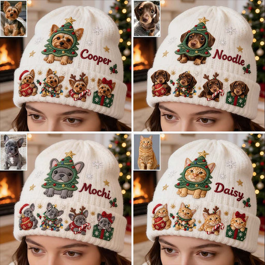Merry Christmas - Personalized Dog Beanie Hat