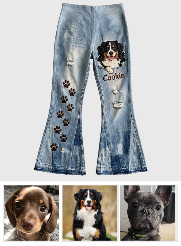 Niedlicher Hund, der schaut - Personalisierte Hund Flare-Hosen
