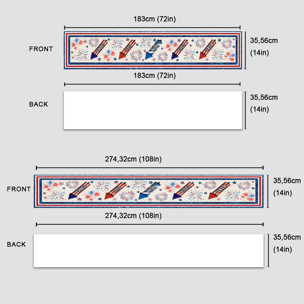 Joyeux 4 juillet ! Chemin de table personnalisé pour la fête nationale américaine (4 juillet).