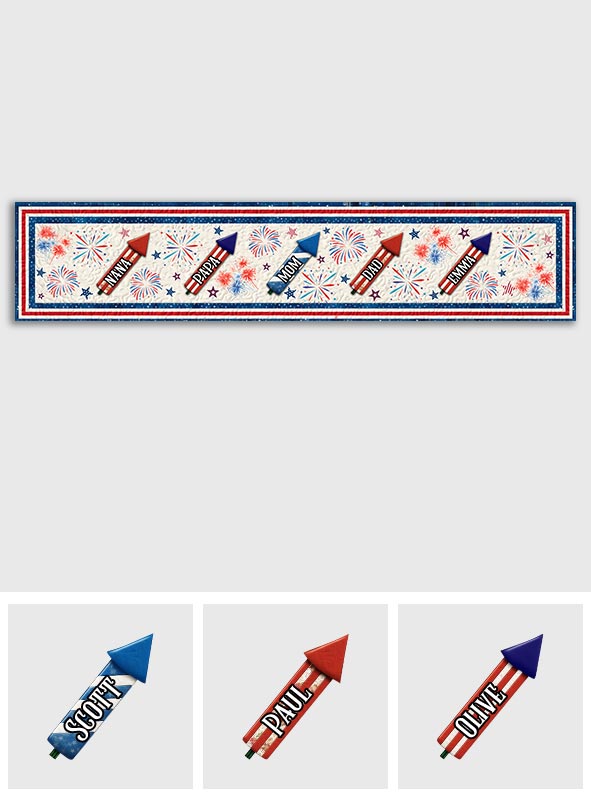 Joyeux 4 juillet ! Chemin de table personnalisé pour la fête nationale américaine (4 juillet).