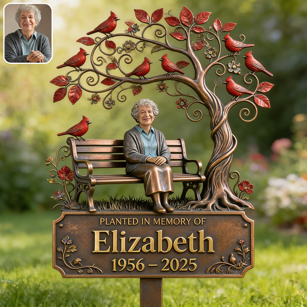 Memorial Garden Stake Cardinal Remembrance Gift - Personalized Memorial 3D Printed Cut Metal Sign