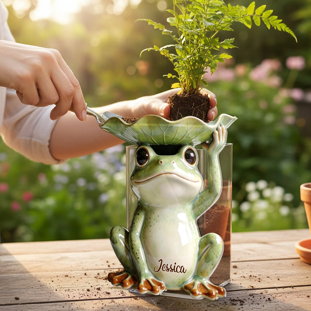 Just A Woman Who Loves Frog - Personalized Frog Acrylic Pot